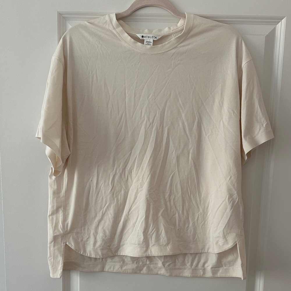 Athleta Light Beige Short Sleeve Tee
